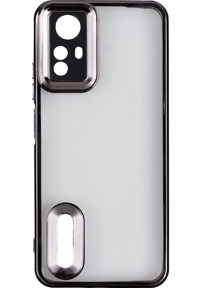 Xiaomi Redmi Note 12s Kılıf Kamera Korumalı Logo Gösteren Zore Omega Kapak Siyah