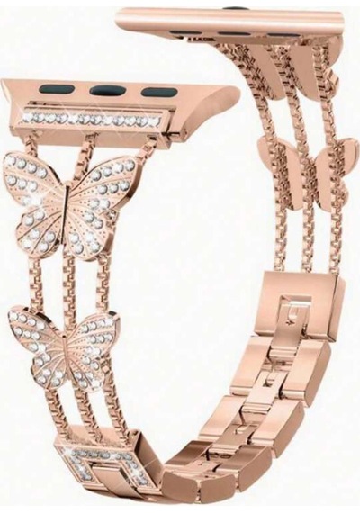 Apple Uyumlu  Watch  Seri 2/3/4/5/6/7/8/9/se 38 40 41mm Metal Ayarlanabilir Kelebekli Kordon
