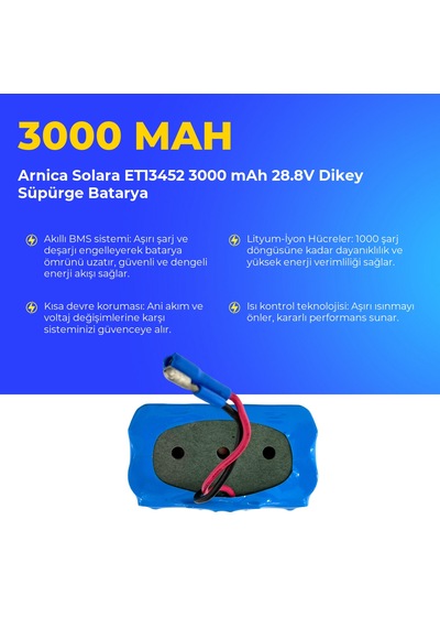 Arnica Solara Et13452 3000 Mah 28.8v Dikey Süpürge Batarya