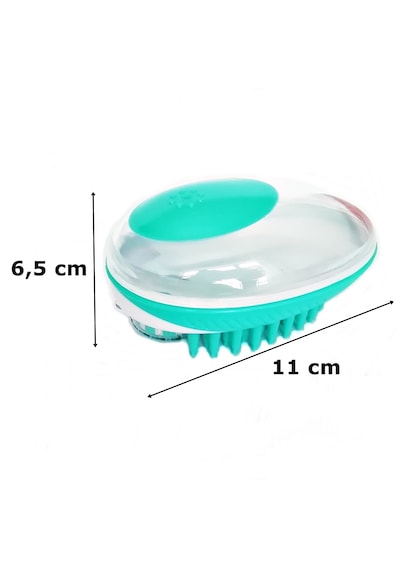 Şampuan Hazneli Silikon Banyo Kedi Köpek Yıkama Fırçası Yeşil 11 CM