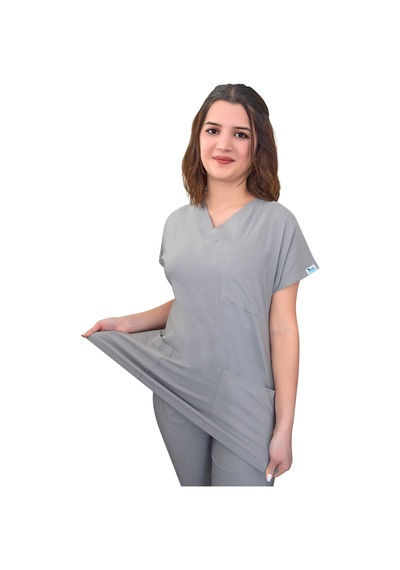 Gri Likralı Üst Forma