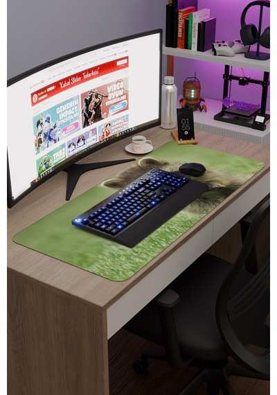 Rakun Kaymaz Dikişli Kauçuk Oyuncu Mousepad V2 - 90x40 Xxl Gaming Mouse Pad Fare Altlığı