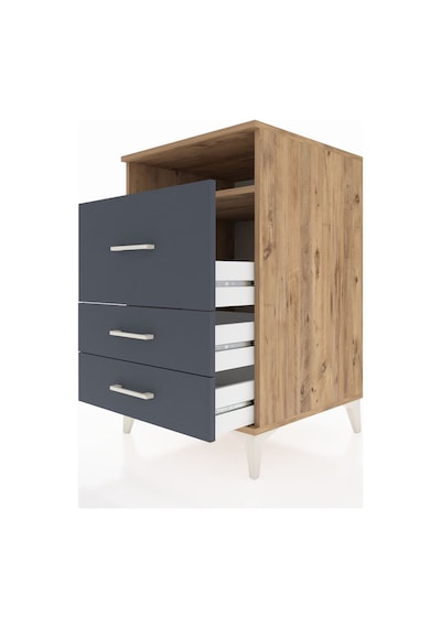 Kronos Komodin Tek Raflı 3 Çekmeceli 60x59x96 Çam-antrasit Atlas Çam