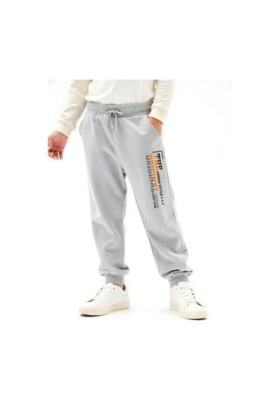 Panios Kids Urban Style Baskılı Beli Lastik Detaylı Jogger Eşofman Altı Gri