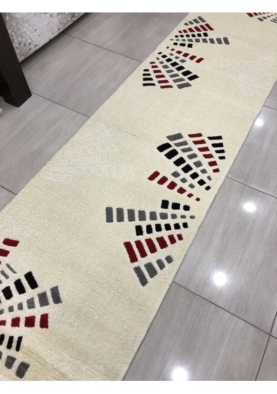 Saray Halı Samyeli 10943 Wk 80X300 Kırmızı Gri Krem Yolluk !