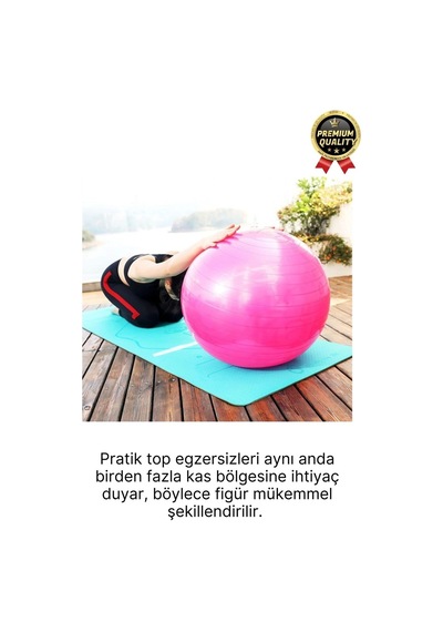 Premium Mini Gymball 20cm Jimnastik Denge Fitness Spor Şişirme Pompası Pembe Pilates Topu
