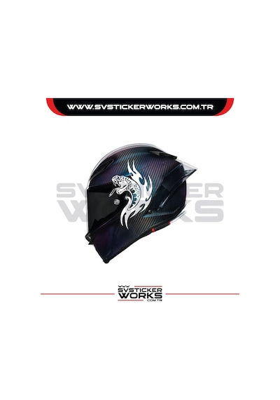 Yılan Sticker Kask Sticker Kasklar Uyumlu Tek Yön 1 Adet Beyaz