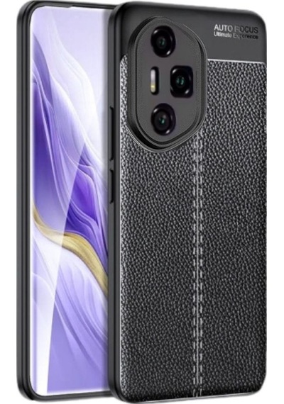Honor 300 Pro Uyumlu Silikon Kılıf Deri Desenli Kamera Korumalı Darbe Emici Autofocus Kapak