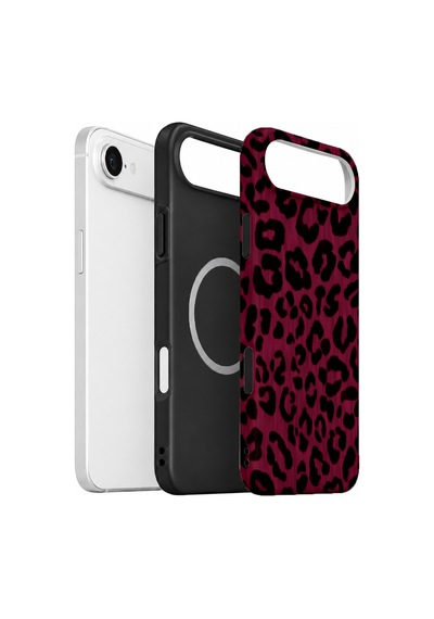 Velvoria Valestra Fuşya Leopar Apple Apple iPhone Uyumlu 17 Air Magsafe Koruma Kılıfı Valestra Magline - Fuşya Leopar