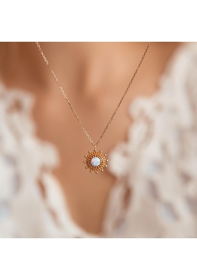 14 Ayar Opal Taşlı Minimal Kolye