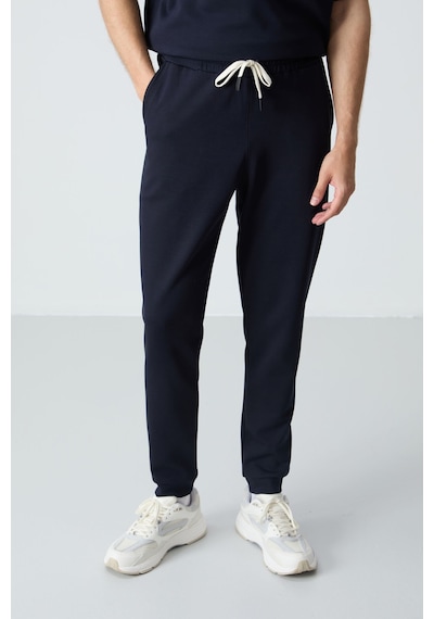 Tommy Life Lacivert Pamuklu Kalın Yumuşak Dokulu Oversize Fit Basic Erkek Eşofman Takım - 85261 Lacivert