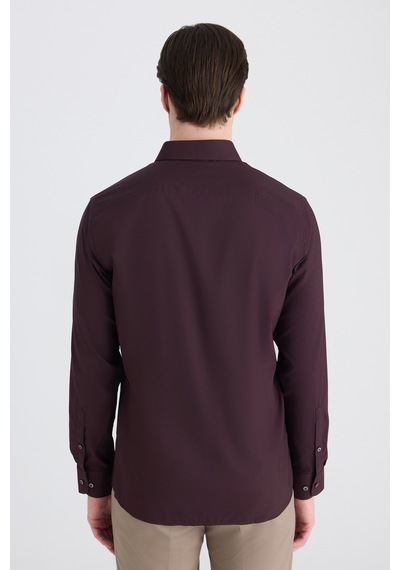Twn Slim Fit Mürdüm Düz Gömlek 5ef02ad10288m Mrd