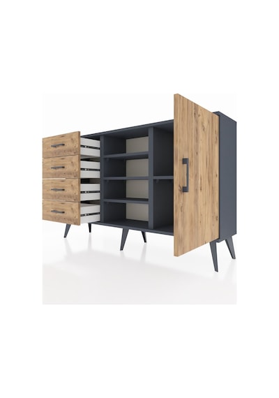 Arges Konsol 4 Raflı 4 Çekmeceli Tek Kapaklı 132x30x83 Antrasit-çam/çam Çam/çam Arges Konsol 4 Raflı 4 Çekmeceli Tek Kapaklı 132x30x83 Antrasit-çam/çam Çam/çam