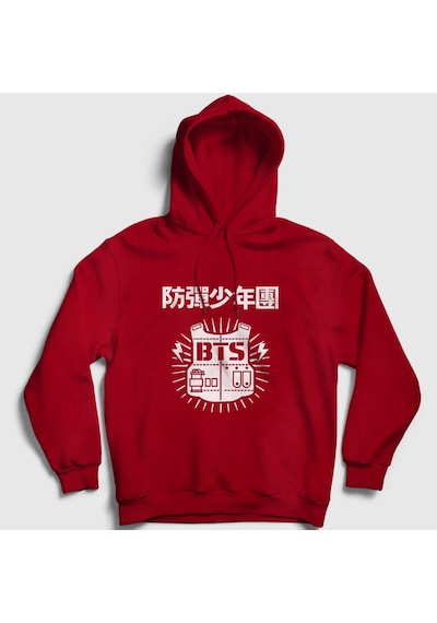 Presmono Unisex Vest Bts Kapüşonlu Sweatshirt Kırmızı