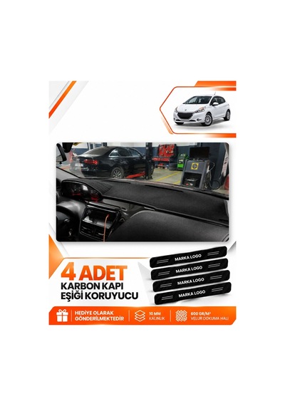 Peugeot 208 Eski Uyumlu Torpido Koruma Koruyucu Kılıfı Halısı Örtü Göğüs Panel - Siyah