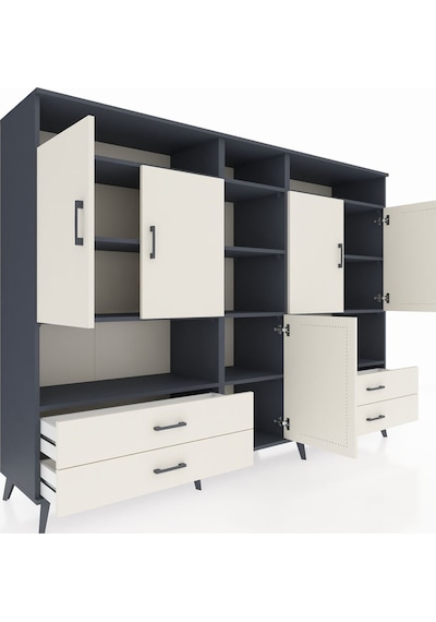 Hyperion Dolap 12 Raflı 4 Çekmeceli 5 Kapaklı 220x44x163 Antrasit Antrasit-aytaşı Hyperion Dolap 12 Raflı 4 Çekmeceli 5 Kapaklı 220x44x163 Antrasit Antrasit-aytaşı
