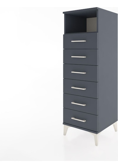 Hyperion Dolap Tek Raflı 6 Çekmeceli 44x44x134 Antrasit-antrasit Antrasit
