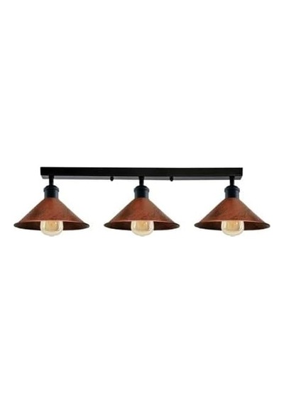 Retro Rustik Metal Masa Üstü 3 Lü Siyah Bakır Patinalı Sıralı Avize 60 Cm Diğer