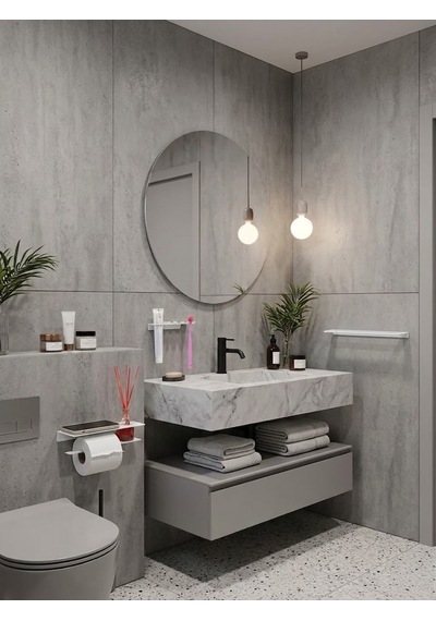 Metal Banyo Seti Mat Beyaz
