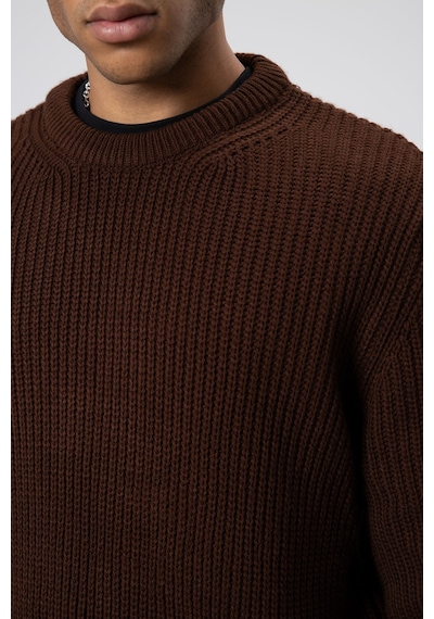 Vamos Bisiklet Yaka Oversize Triko Kazak V60-10 Kahve