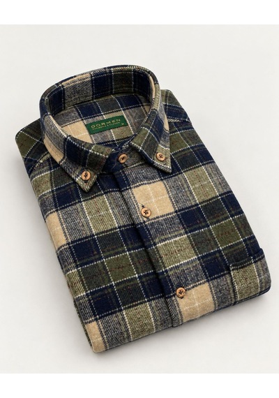 Classics Men Regular Fit Erkek Kışlık Hakiki Oduncu Gömleği Yeşil
