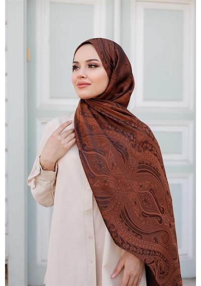 Etro Desen Premium Şal Fındık Kabuğu Çok Renkli