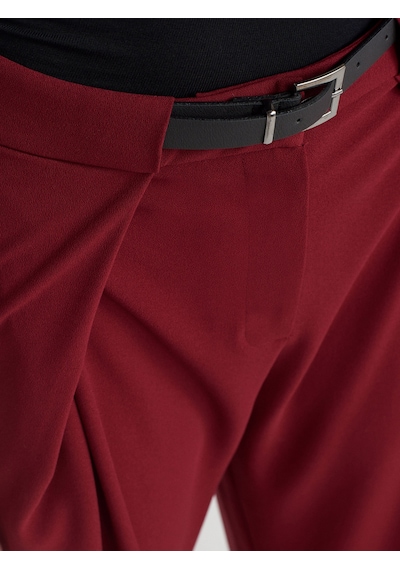 Dilvin 71577 Kemerli Ve Pilili Pantolon Bordo