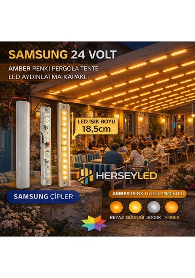 Samsung 24 Volt Amber Pergola Tente Led Aydınlatma Kapaklı Amber