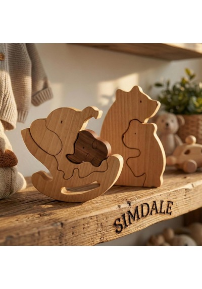 Simdale Wood İsimli Sallanan Anne Ve Yavru Fil - Ahşap Puzzle Oyuncak