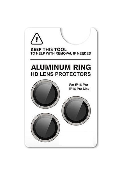 Apple Uyumlu iPhone 16 Pro Max Cl-12 Premium Safir Parmak İzi Bırakmayan Anti-reflective Kamera Lens Koruyucu Titanyum-gri