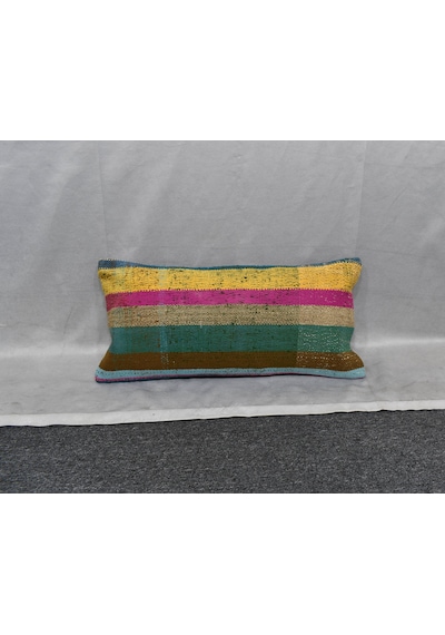 Zehra Abla Halı Yeni El Dokuma Dekoratif Lumbar Kilim Kırlent Yastık Kılıfı 6180