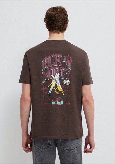 Mavi - Rick And Morty Baskılı Kahverengi Tişört 0613205-70251 Kahverengi