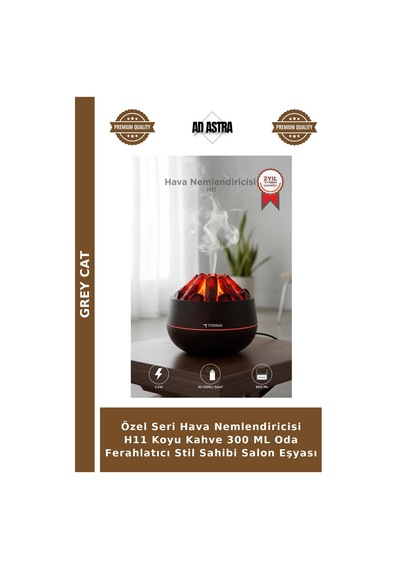 Özel Seri Hava Nemlendiricisi H11 Koyu Kahve 300 Ml Oda Ferahlatıcı Stil Sahibi Salon Eşyası