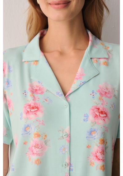 Suwen Elegant Gömlek Yaka Pijama Takımı Sh26604660b892 Yeşil
