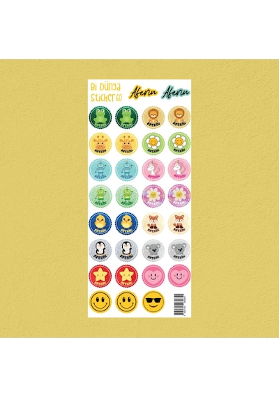 M60 Aferin Temalı Sticker Seti Çok Renkli