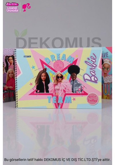Dekomus İle Lisanslı Barbıe Resim Defteri 17x24 Cm 15 Yaprak Altın