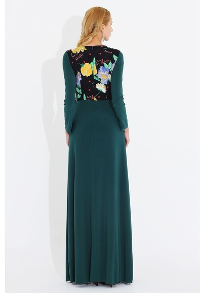 Nidya Moda Büyük Beden Elbise-4046Y Yeşil