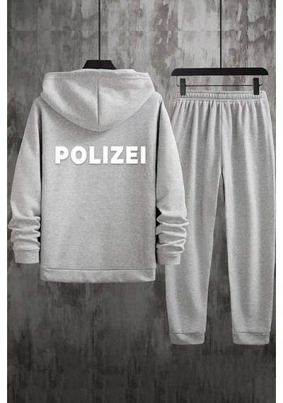 Uyguntarz Polizei Sırt Baskılı Eşofman Takımı Gri