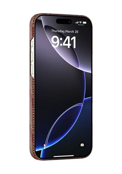 Apple iPhone Uyumlu 16 Pro Max Kılıf M-safe Şarj Özellikli Raptic Aramid Skin Bionic Serisi Kapak Kırmızı
