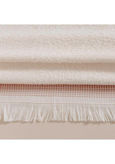 Endi %100 Pamuk Banyo Havlusu 70x140 Cm Ekru/koyu Somon