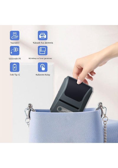 Mpı P1 Termal Yazıcı Etiket Yazıcısı Kablosuz Mini Taşınabilir Bluetooth, Usb Şarjlı, Android, Apple Uyumlu iOS