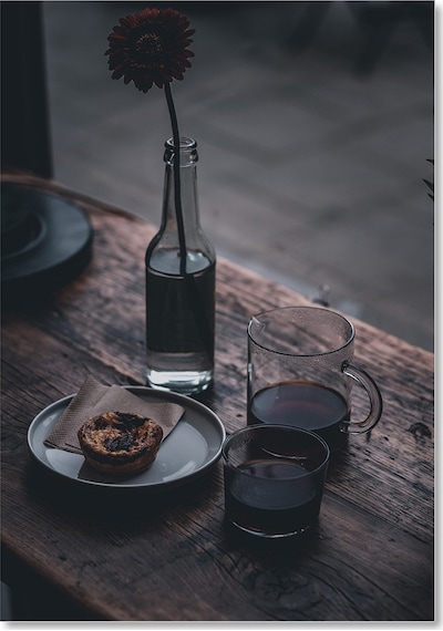 Cakasepetim Muffin Ve Espresso İle Şişede Çiçek Ahşap Mdf Tablo