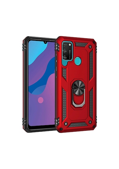 Huawei Y6p Kılıf Sofya Yüzüklü Silikon Kapak - Kırmızı -