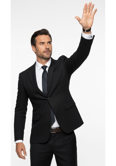 Plus Scorpion Erkek Slim Fit Çift Düğme Çift Yırtmaçlı Blazer Ceket Premium Dokulu Kumaş Siyah