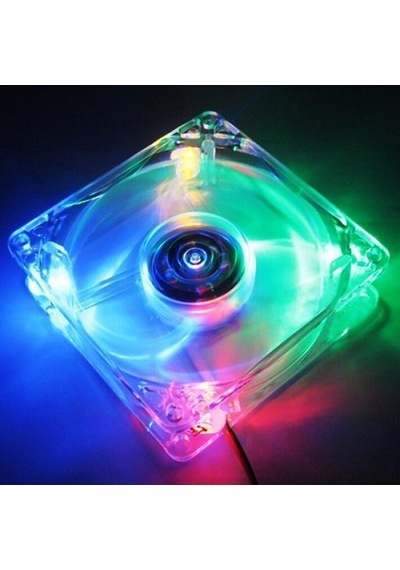 8025 Şeffaf 8cm Led Işıklı Pc Bilgisayar Kasası Soğutucu İçin Şasi Soğutma Fanı