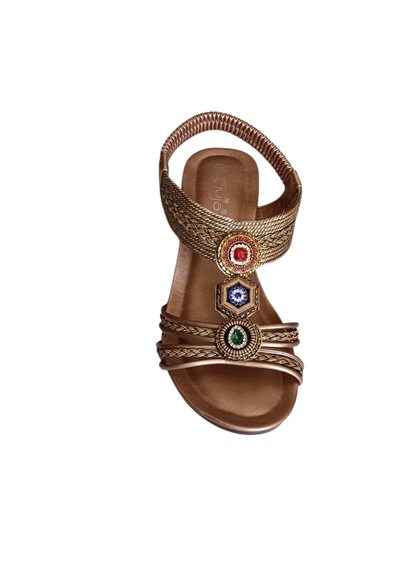 Guja 26y241-1 Kadın Taşlı Dolgu Topuklu Günlük Comfort Sandalet Bronz