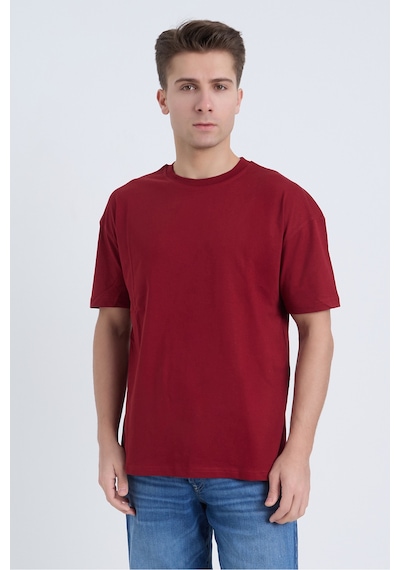 Velvoria Unisex Oversize Basic 3'lü Siyah Beyaz Bordo Renk T-shirt Çok Renkli