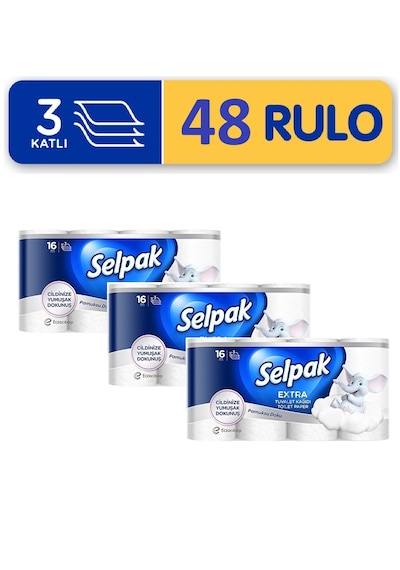 Selpak Tuvalet Kağıdı Extra Pamuksu Doku 48 Rulo