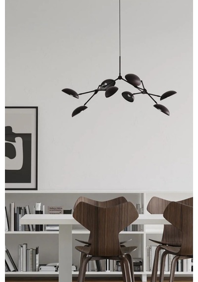 101 Copenhagen Drop Chandelier Mini Pirinç Kaplama Dekoratif Tasarım Avize Yanmış Siyah