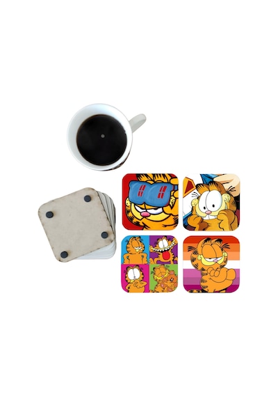 Garfield Dekoratif Ahşap Bardak Altlığı Seti 0110 Çok Renkli